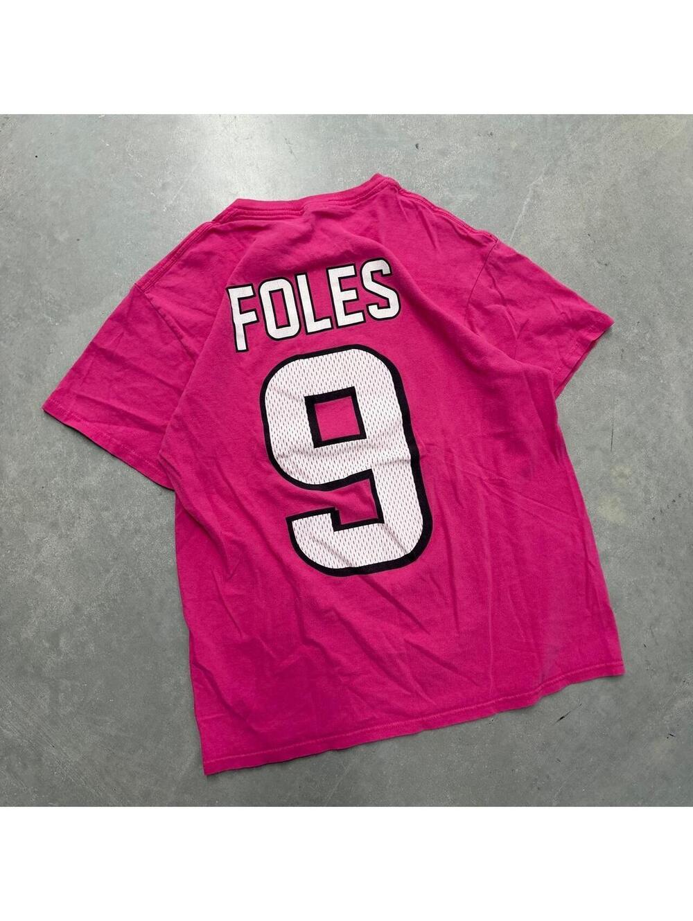 Vintage Pro Team Pink "Foles #9" Graphic T-Shirt Men's Medium NFL Football Tee